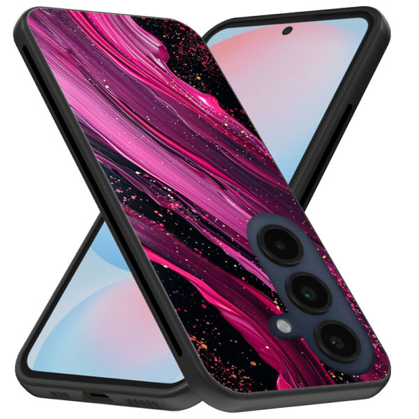 Samsung Galaxy S24 FE telefoonhoesje met paars roze marmer opdruk (3)