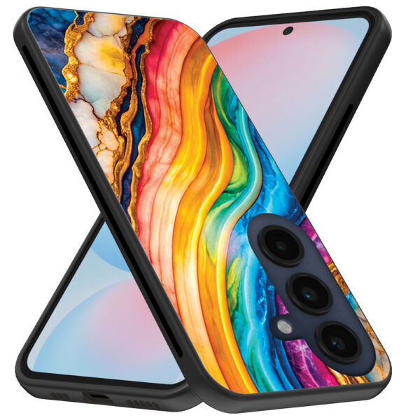 Samsung Galaxy S24 FE telefoonhoesje met regenboog goud marmer opdruk (3)