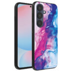 Samsung Galaxy S24 FE telefoonhoesje met roze blauw marmer opdruk (1)