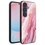 Samsung Galaxy S24 FE telefoonhoesje met roze marmer opdruk (1)
