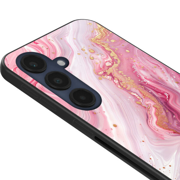 Samsung Galaxy S24 FE telefoonhoesje met roze marmer opdruk (2)