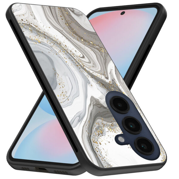 Samsung Galaxy S24 FE telefoonhoesje met zilver marmer opdruk (3)