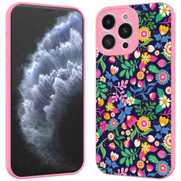 iPhone 11 Pro Max telefoonhoesje met bloemen opdruk roze (2)