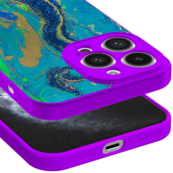 iPhone 11 Pro Max telefoonhoesje met goud blauw marmer opdruk paars (3)