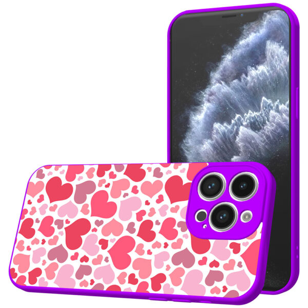 iPhone 11 Pro Max telefoonhoesje met hartjes opdruk paars (1)