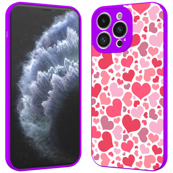 iPhone 11 Pro Max telefoonhoesje met hartjes opdruk paars (2)