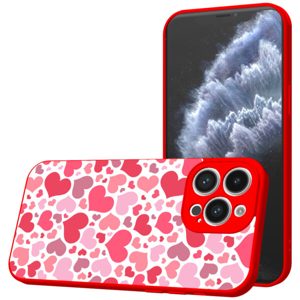 iPhone 11 Pro Max telefoonhoesje met hartjes opdruk rood (1)