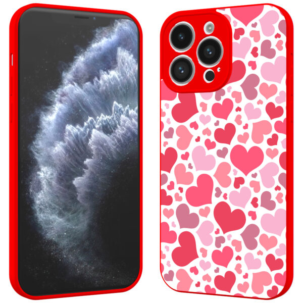 iPhone 11 Pro Max telefoonhoesje met hartjes opdruk rood (2)
