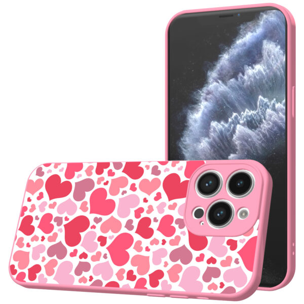 iPhone 11 Pro Max telefoonhoesje met hartjes opdruk roze (1)