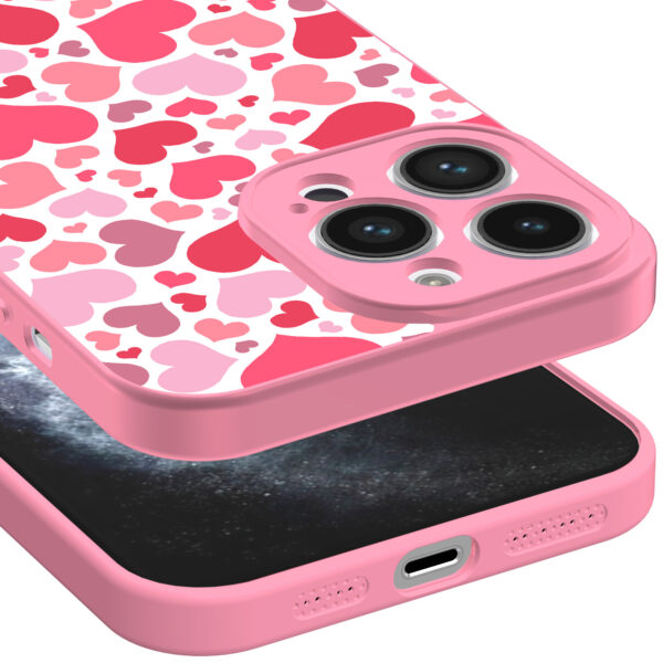 iPhone 11 Pro Max telefoonhoesje met hartjes opdruk roze (3)
