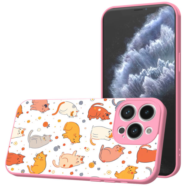 iPhone 11 Pro Max telefoonhoesje met katten en poezen opdruk roze (1)
