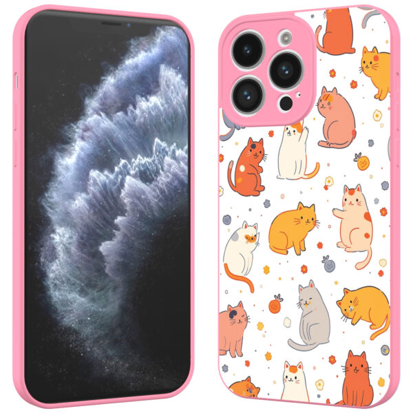 iPhone 11 Pro Max telefoonhoesje met katten en poezen opdruk roze (2)