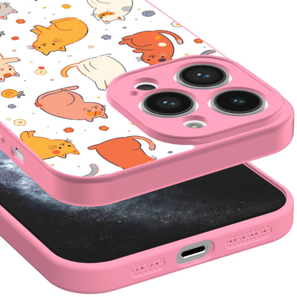iPhone 11 Pro Max telefoonhoesje met katten en poezen opdruk roze (3)