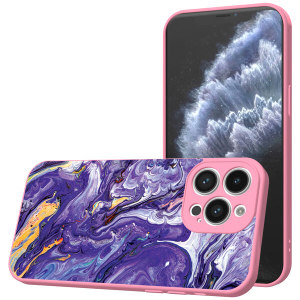 iPhone 11 Pro Max telefoonhoesje met paars goud marmer opdruk roze (1)