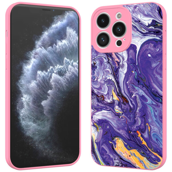 iPhone 11 Pro Max telefoonhoesje met paars goud marmer opdruk roze (2)