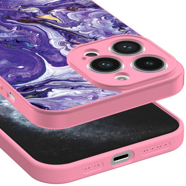 iPhone 11 Pro Max telefoonhoesje met paars goud marmer opdruk roze (3)