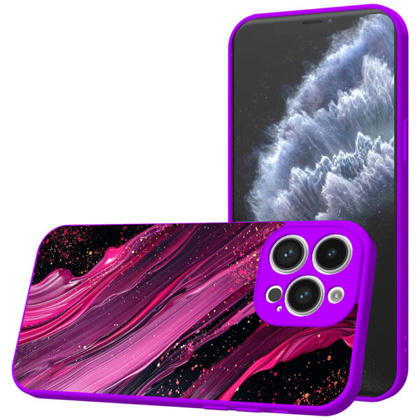iPhone 11 Pro Max telefoonhoesje met paars roze marmer opdruk paars (1)