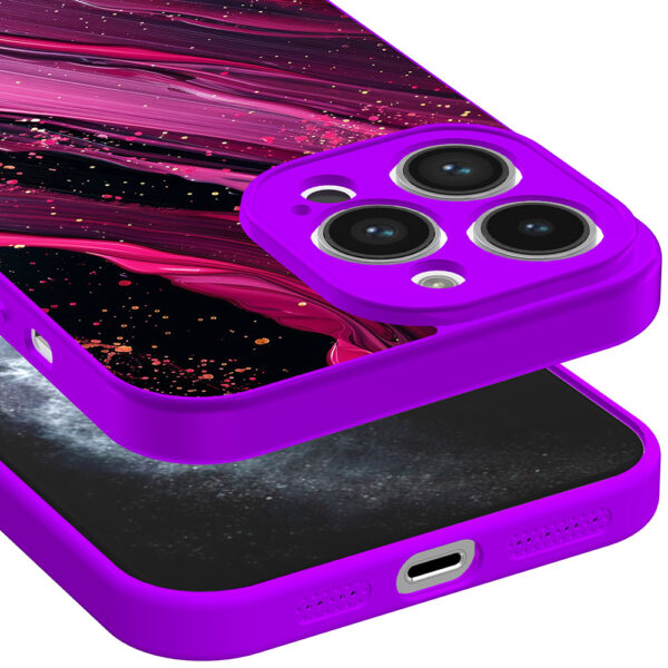 iPhone 11 Pro Max telefoonhoesje met paars roze marmer opdruk paars (3)