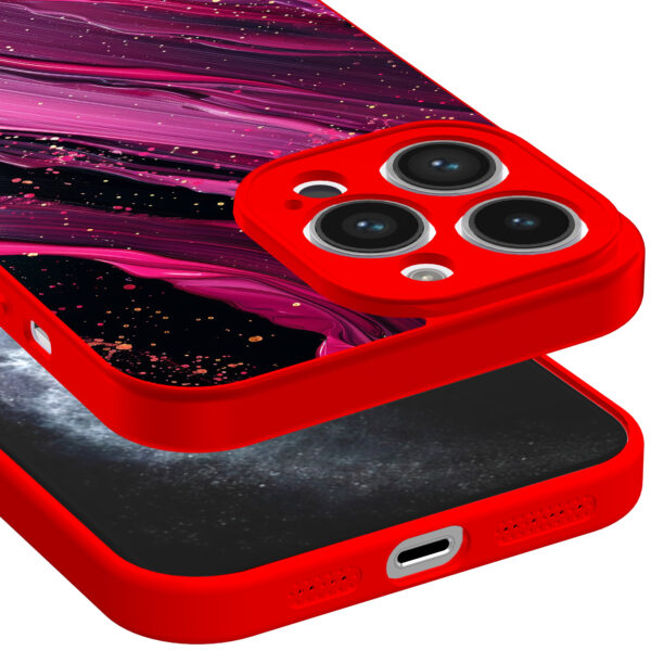 iPhone 11 Pro Max telefoonhoesje met paars roze marmer opdruk rood (3)