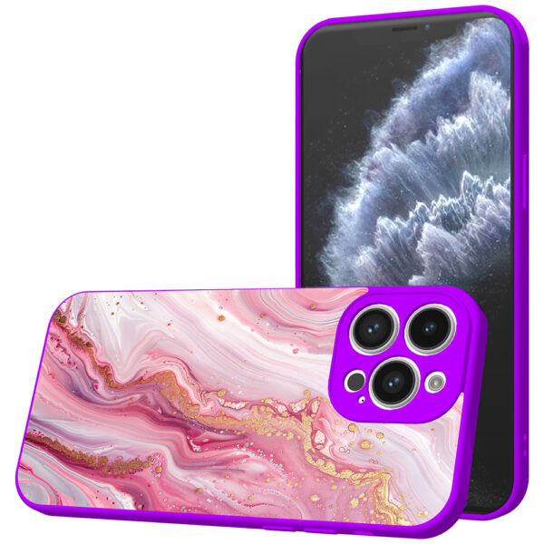 iPhone 11 Pro Max telefoonhoesje met roze marmer opdruk paars (1)