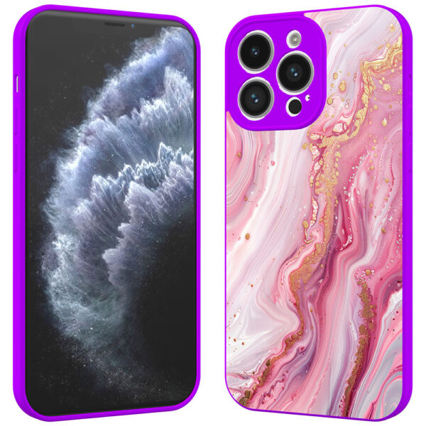 iPhone 11 Pro Max telefoonhoesje met roze marmer opdruk paars (2)