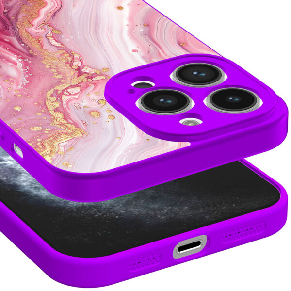 iPhone 11 Pro Max telefoonhoesje met roze marmer opdruk paars (3)