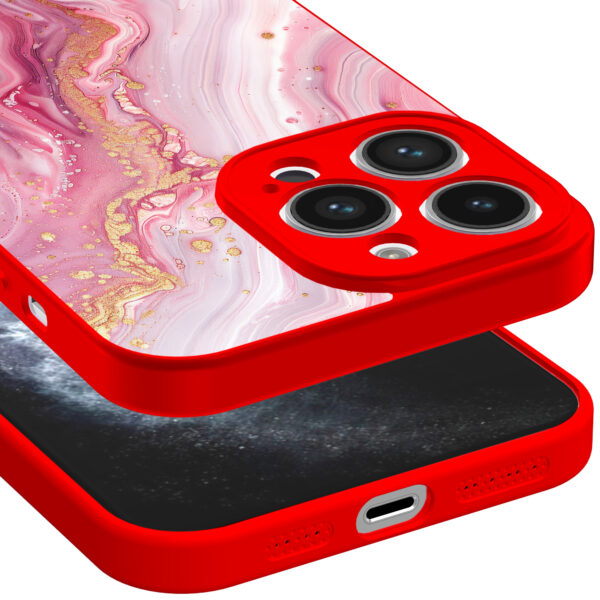 iPhone 11 Pro Max telefoonhoesje met roze marmer opdruk rood (3)