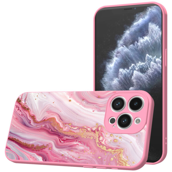 iPhone 11 Pro Max telefoonhoesje met roze marmer opdruk roze (1)