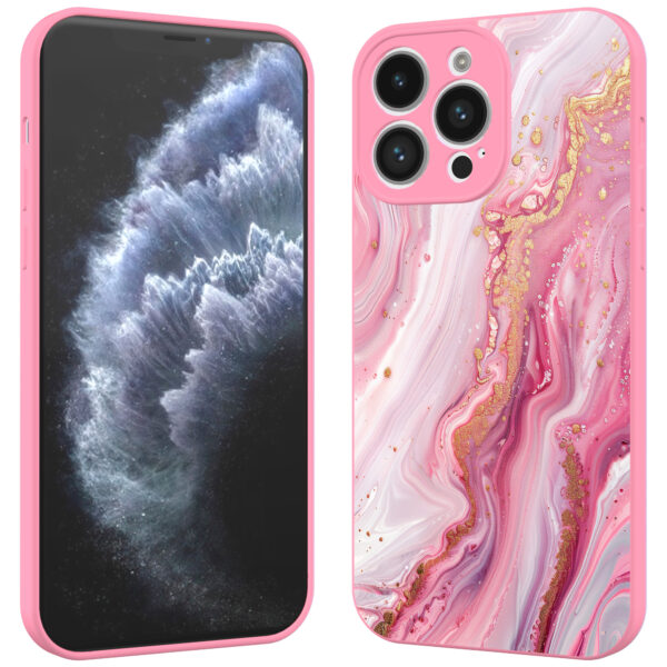 iPhone 11 Pro Max telefoonhoesje met roze marmer opdruk roze (2)