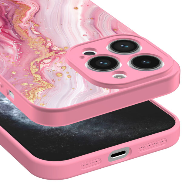 iPhone 11 Pro Max telefoonhoesje met roze marmer opdruk roze (3)