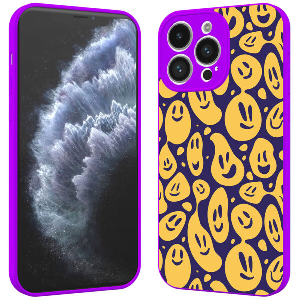 iPhone 11 Pro Max telefoonhoesje met smileys opdruk paars (2)