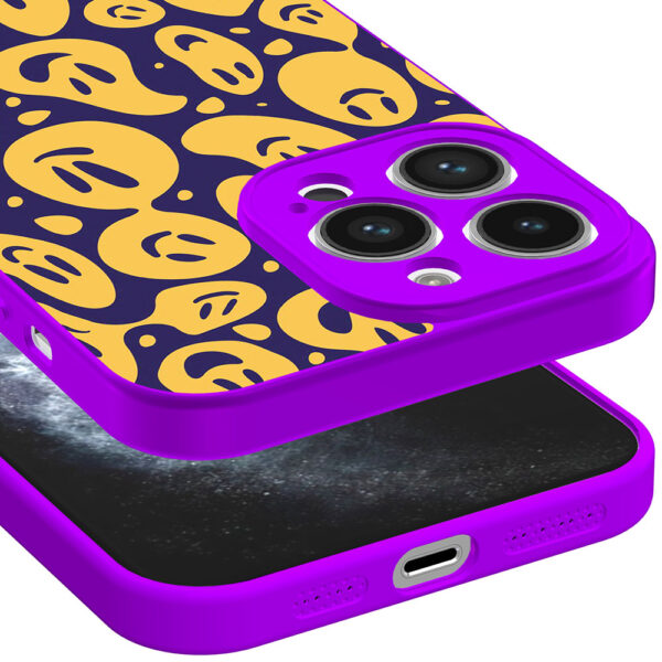 iPhone 11 Pro Max telefoonhoesje met smileys opdruk paars (3)