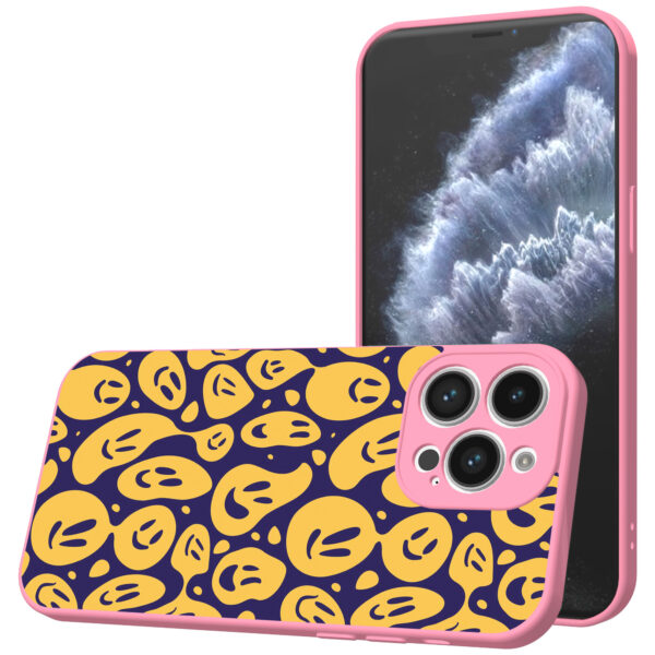 iPhone 11 Pro Max telefoonhoesje met smileys opdruk roze (1)