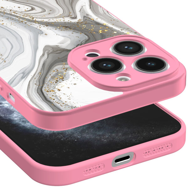 iPhone 11 Pro Max telefoonhoesje met zilver marmer opdruk roze (3)