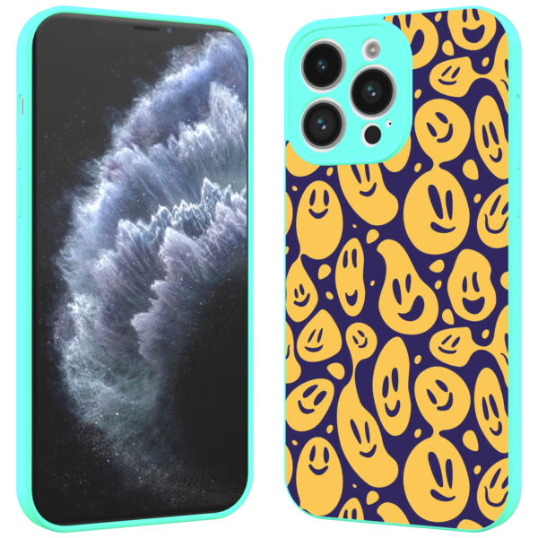 iPhone 11 Pro Max telefoonhoesje smiley opdruk turqoise (2)
