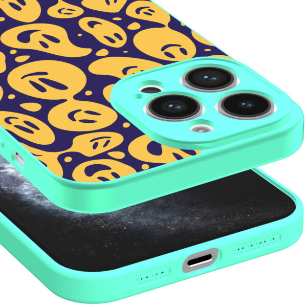 iPhone 11 Pro Max telefoonhoesje smiley opdruk turqoise (3)