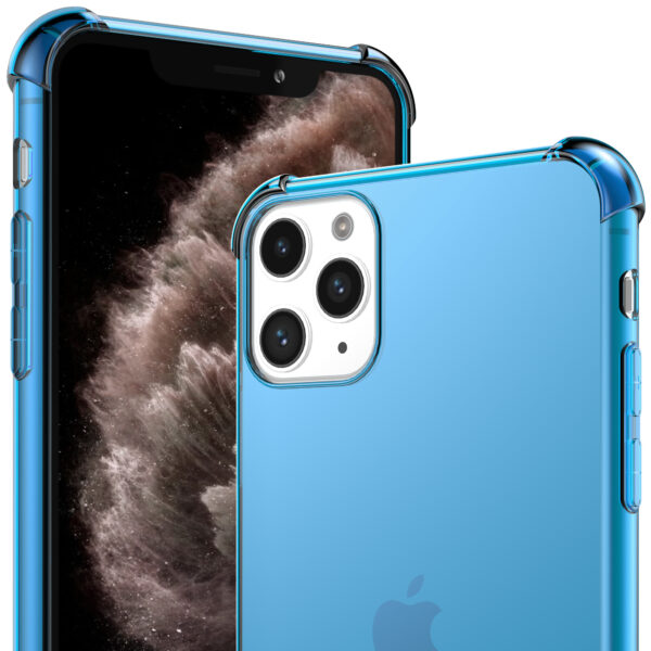 iPhone 11 Pro siliconen telefoonhoesje met stootrand transparant blauw (2)