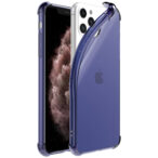 iPhone 11 Pro siliconen telefoonhoesje met stootrand transparant donkerblauw (1)