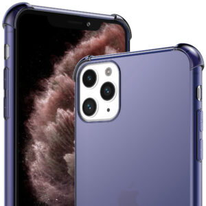 iPhone 11 Pro siliconen telefoonhoesje met stootrand transparant donkerblauw (2)