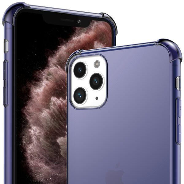 iPhone 11 Pro siliconen telefoonhoesje met stootrand transparant donkerblauw (2)