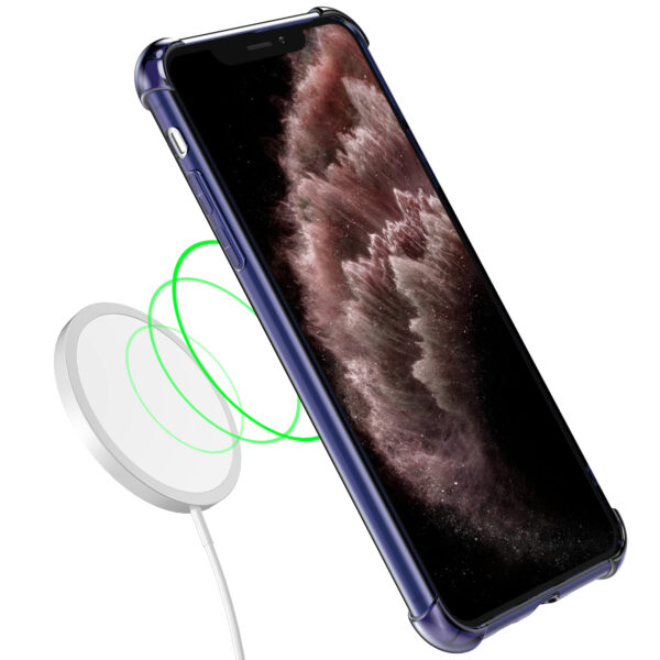iPhone 11 Pro siliconen telefoonhoesje met stootrand transparant donkerblauw (4)