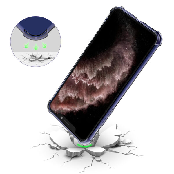 iPhone 11 Pro siliconen telefoonhoesje met stootrand transparant donkerblauw (7)