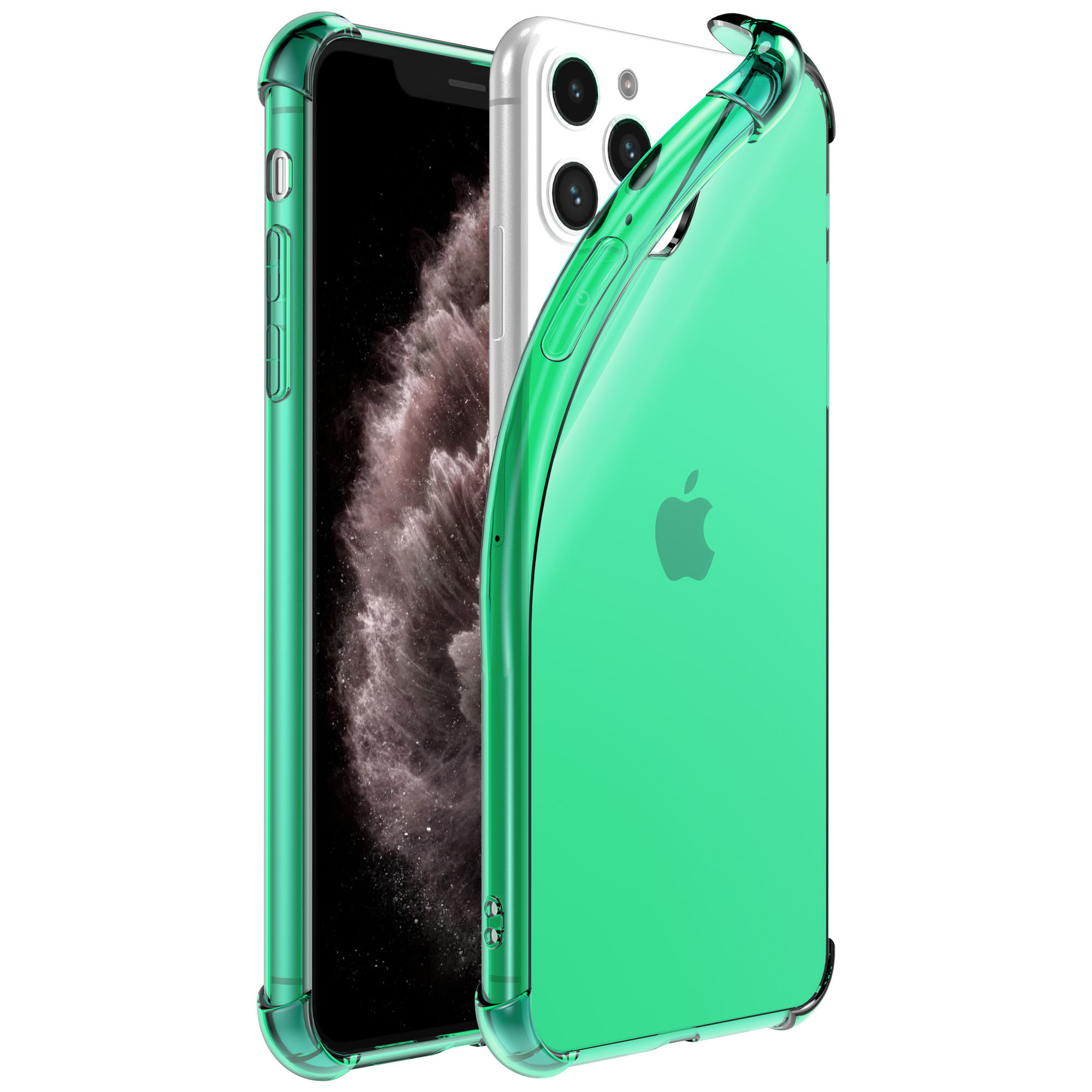 iPhone 11 Pro siliconen telefoonhoesje met stootrand transparant groen (1)