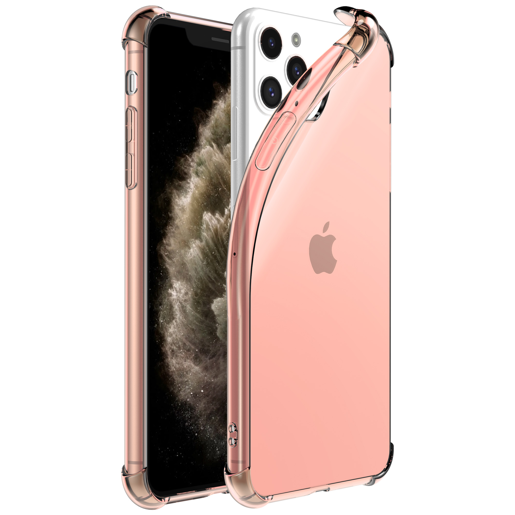 iPhone 11 Pro siliconen telefoonhoesje met stootrand transparant licht roze (1)