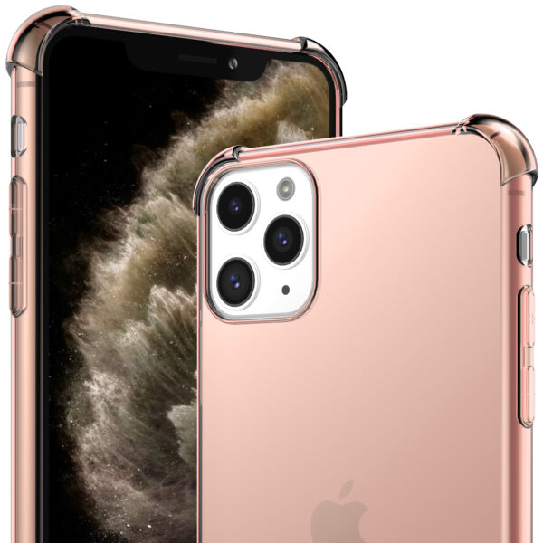 iPhone 11 Pro siliconen telefoonhoesje met stootrand transparant licht roze (2)
