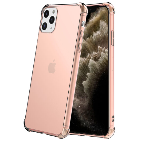 iPhone 11 Pro siliconen telefoonhoesje met stootrand transparant licht roze (3)