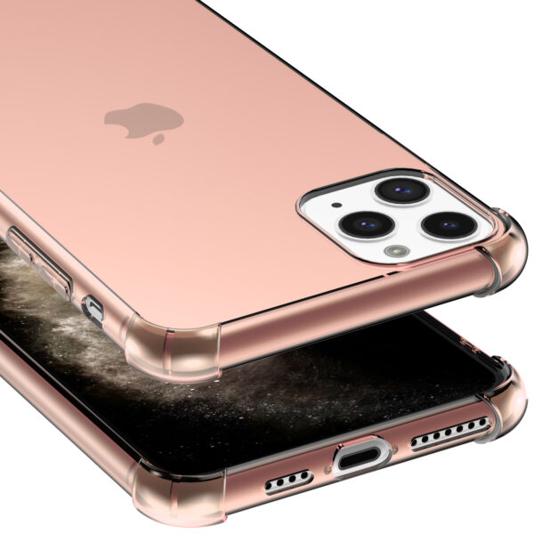 iPhone 11 Pro siliconen telefoonhoesje met stootrand transparant licht roze (5)