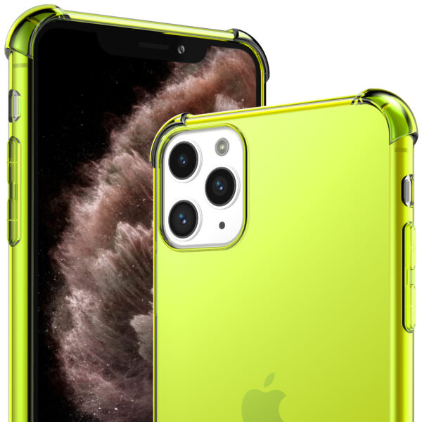 iPhone 11 Pro siliconen telefoonhoesje met stootrand transparant neon geel (2)