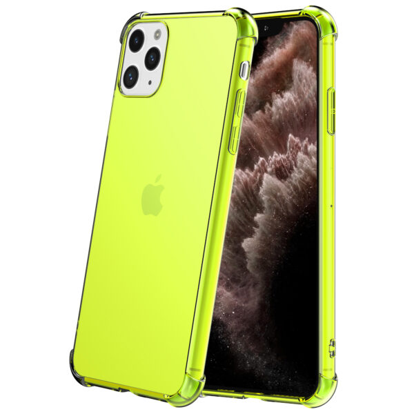 iPhone 11 Pro siliconen telefoonhoesje met stootrand transparant neon geel (3)