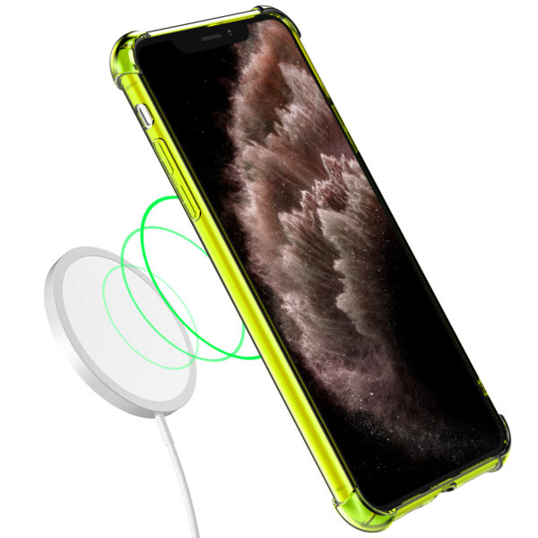 iPhone 11 Pro siliconen telefoonhoesje met stootrand transparant neon geel (4)
